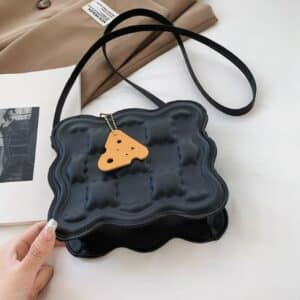 Cute Biscuit Shape Square Black Candy Color Handbag