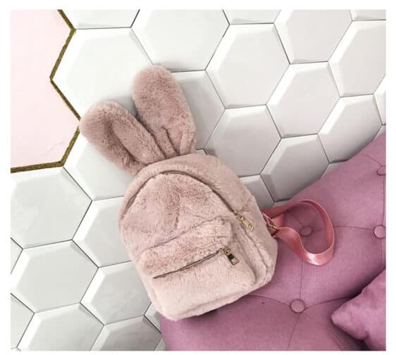 Cute Bunny Ears Design Pink Girl Backpack