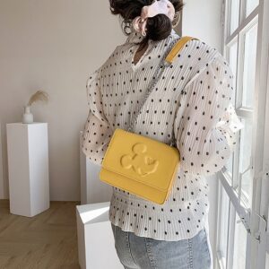 Cute Embossed Mickey Mouse Head Yellow Shoulder Bag