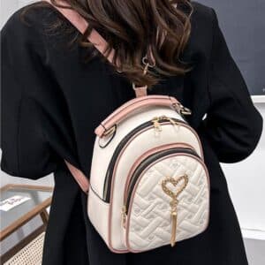 Cute Heart Design Pattern White Woman Backpack