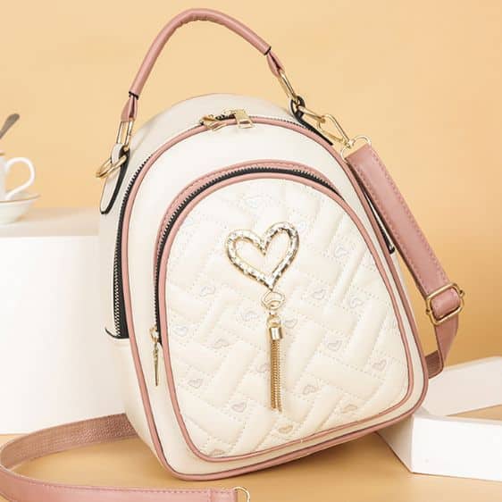 Cute Heart Design Pattern White Woman Backpack