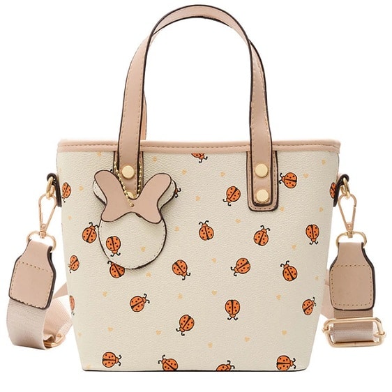 Cute Lady Bug Pattern Beige Trendy Shoulder Bag