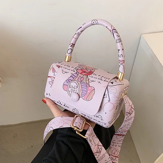 Cute Teddy Bear Graffiti Style Fashionable Handbag