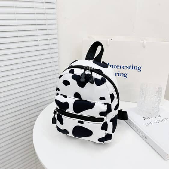 Cute Trendy Cow Pattern White Lady Backpack