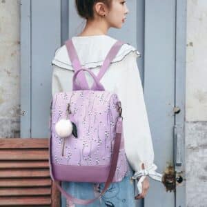 Elegant Flower Strand Pattern Purple Lady Backpack
