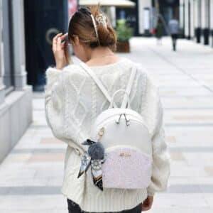 Elegant Glitter-Like Art White Teen Girl Backpack