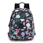 Elegant Seamless Floral Art Black Lady Backpack