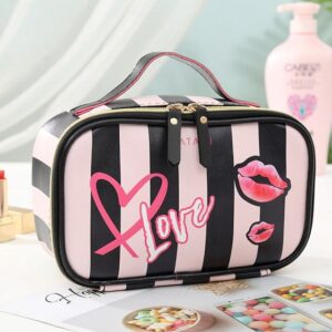 Girly Fashionista Black Pink Kiss Mark Makeup Bag