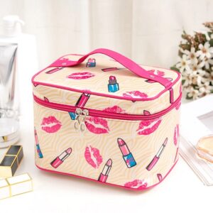 Girly Lipstick Vibrant Artwork Pink Makeup Pouch