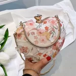 Heart-Shaped Floral Embossed Patch Pattern Handbag