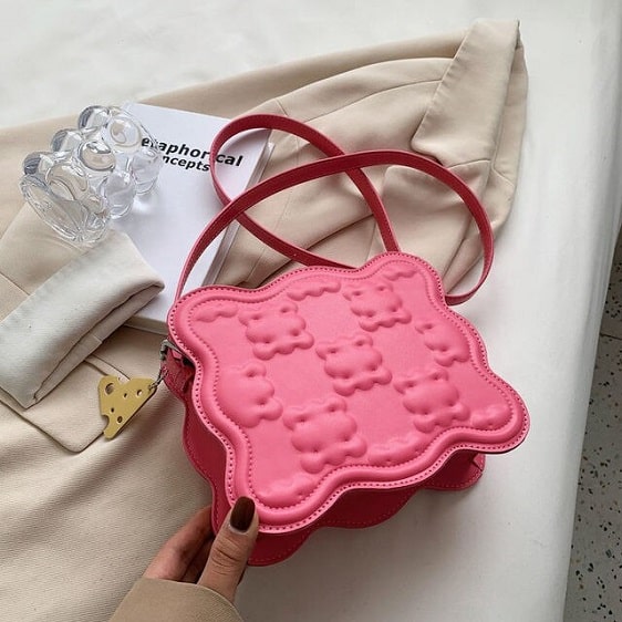 Kawaii Biscuit Shape Square Pink Fashionable Handbag