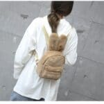 Kawaii Bunny Ears Khaki Woman Backpack