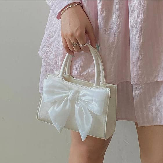 Kawaii Elegant Bow Knot Women's White Shoulder Bag