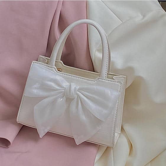 Kawaii Elegant Bow Knot Women's White Shoulder Bag