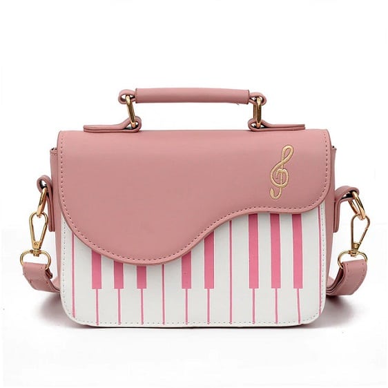 Kawaii G Clef Logo Piano Keyboard Pink Teen Handbag