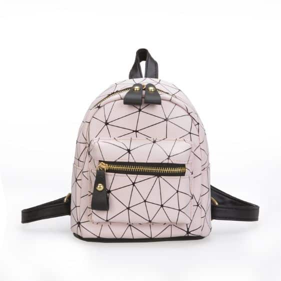 Kawaii Geometric Pattern Pink Woman Backpack