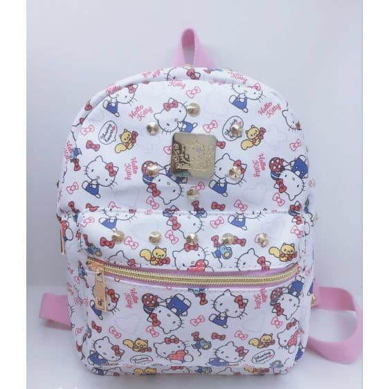 Kawaii Hello Kitty Pattern White School Backpack