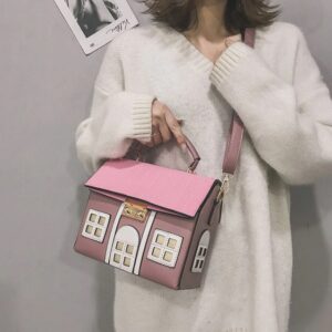 Kawaii House Pattern Rose Gold Pink Ladies Handbag