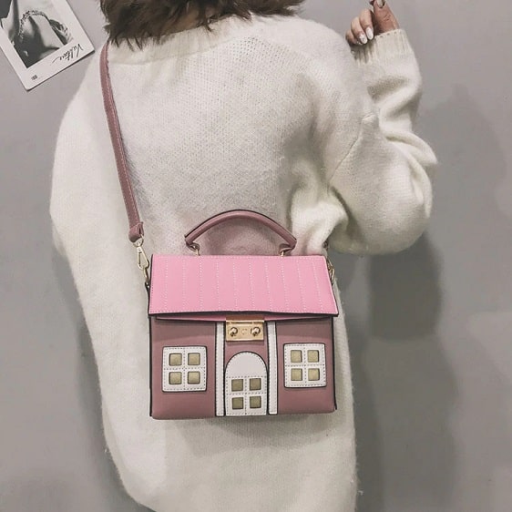 Kawaii House Pattern Rose Gold Pink Ladies Handbag