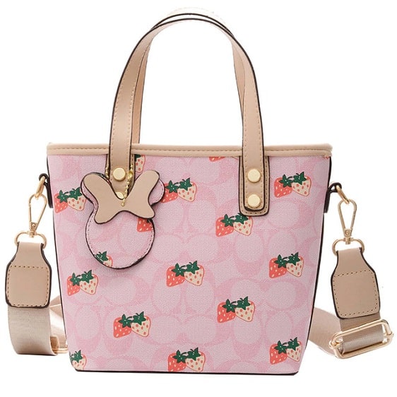 Kawaii Strawberry Pattern Pink Ladies Shoulder Bag