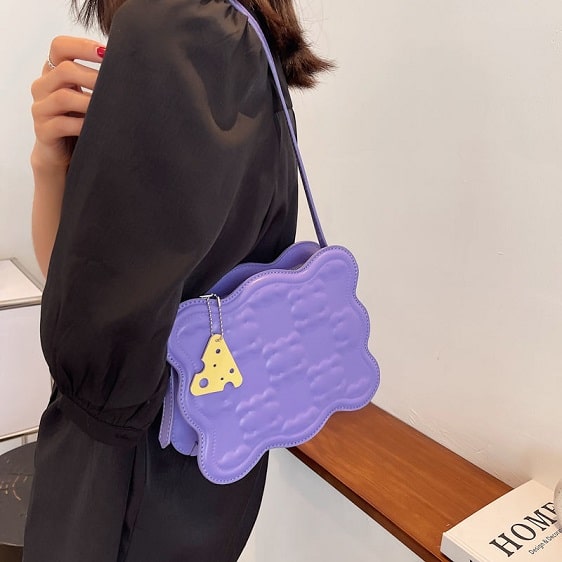 Lovely Biscuit Shape Square Purple Ladies Handbag