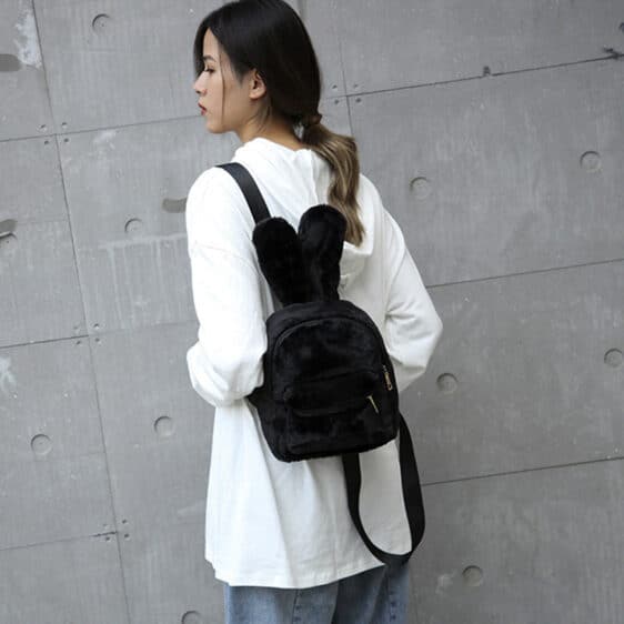 Lovely Bunny Ears Design Black Girl Backpack