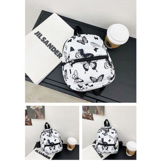 Lovely Butterfly Pattern White Woman Backpack