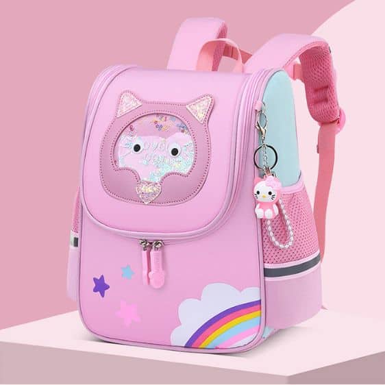 Lovely Cat Rainbow Design Pink Girly Backpack