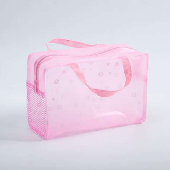 Lovely Floral Design Pink Waterproof Makeup Pouch