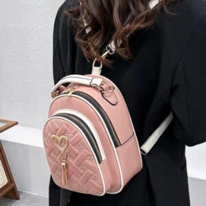 Lovely Gold Heart Design Pink Teen Girl Backpack