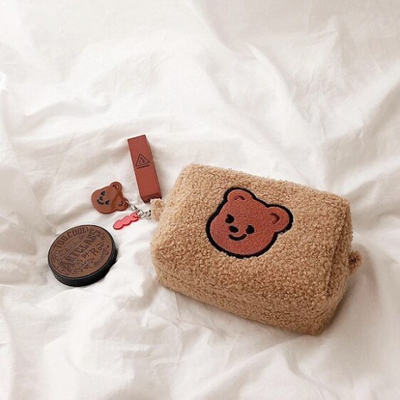 Lovely Lambswool Happy Bear Cuddly Cosmetic Bag