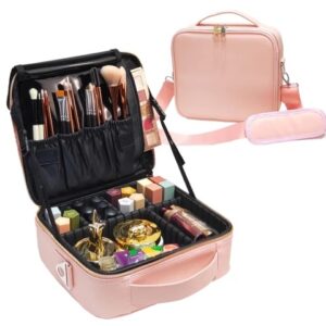 Lovely Multi-Compartment Pink Woman Cosmetic Bag