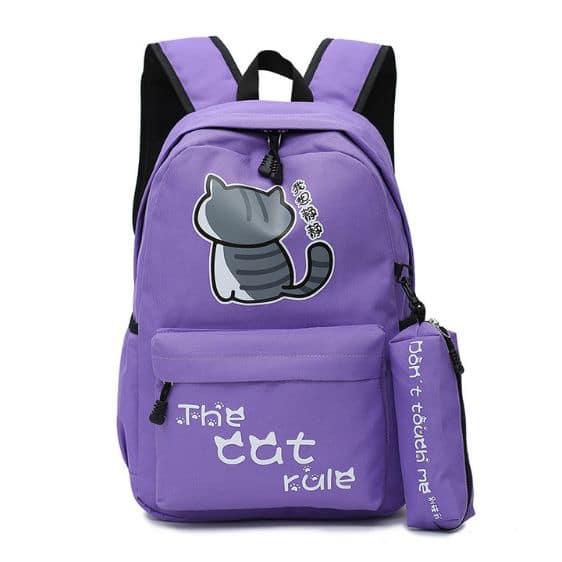 Lovely Neko Atsume Cat Violet School Backpack