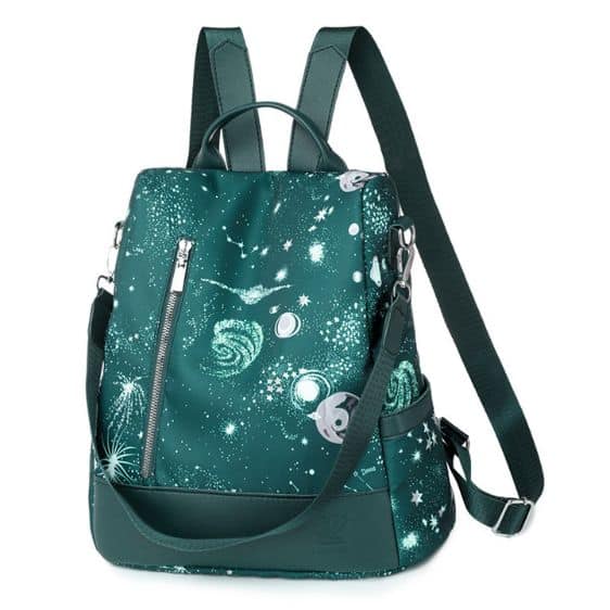 Lovely Starry Sky Artwork Green Woman Backpack
