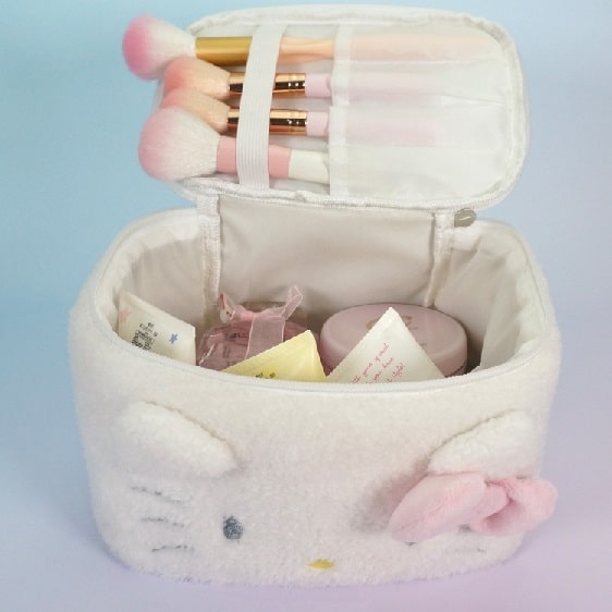 Sanrio Modern Plush Hello Kitty White Makeup Bag