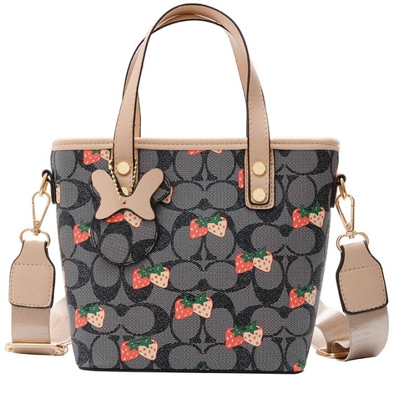 Strawberry Design Charming Black Shoulder Bag