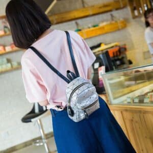 Trendy Cute Geometric Art Silver Lady Backpack