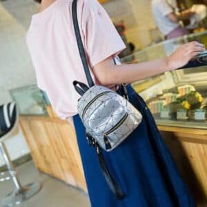 Trendy Cute Geometric Art Silver Lady Backpack