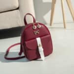 Trendy Cute Gold Bow-Knot Red Lady Backpack