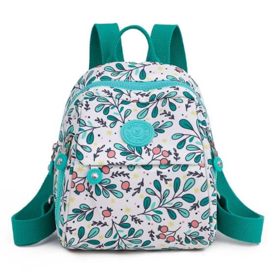 Trendy Cute Leaves Art Blue-Green Girly Backpack