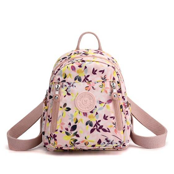 Trendy Cute Leaves Pattern Pink Teen Backpack