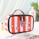 Woman Fashionista Red Pink Diamonds Makeup Pouch