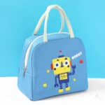 Adorable Cartoon Robot Insulated Blue Lunch Tote