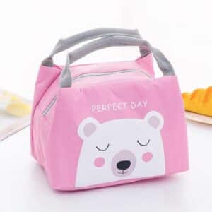 Adorable White Bear Perfect Day Pink Lunch Basket