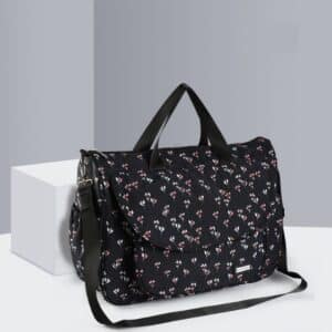 Charming Floral Pattern Black Diaper Bag