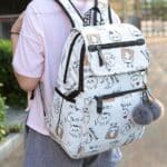 Cute Cat Different Expressions White Backpack