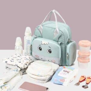 Cute Cow Face Design Blue-Green Changing Bag