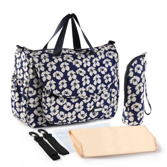 Cute Flower Pattern Woman Navy Blue Changing Bag