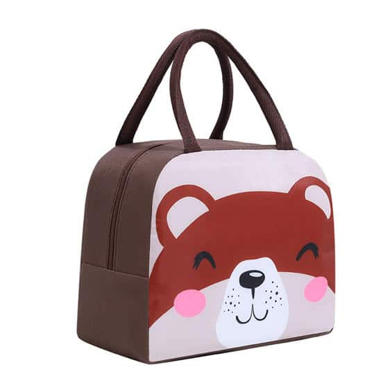 Cute Grizzly Bear Happy Face Brown Bento Bag
