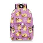 Cute Pug Dog Pattern Light Purple Teen Backpack